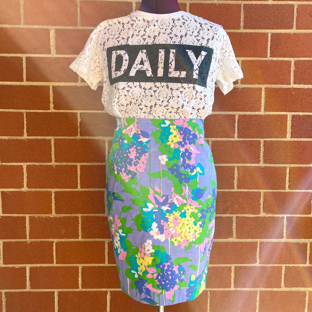 Floral Pastel Purple Career Pencil Skirt
